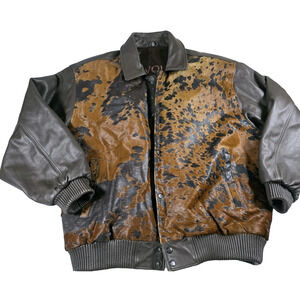 DAVOUCCI WOMEN'E LEATHER WITH HAIR BOMBER JACKET Pony Hair Dark Brown 4xl